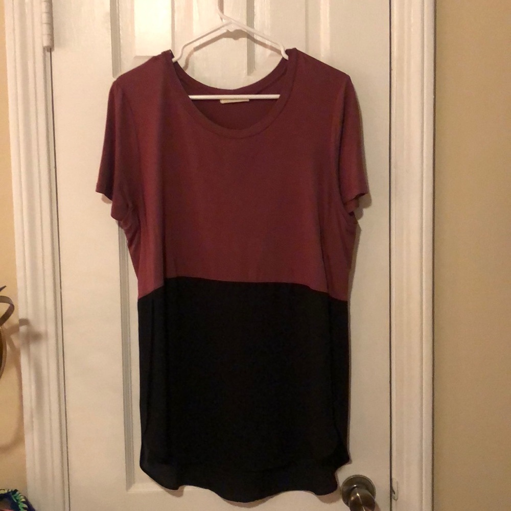 Maroon and black blouse